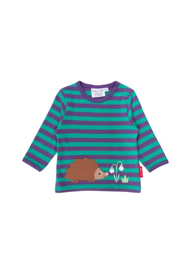 Toby Tiger Organic Purple Hedgehog Applique Long-Sleeved T-Shirt (3 months - 8 years)