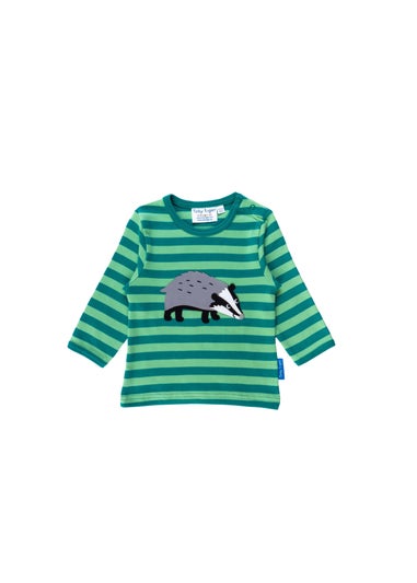 Toby Tiger Organic Green Badger Applique Long-Sleeved T-Shirt (3 months - 8 years)