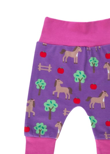 Toby Tiger Organic Purple Horse Print Yoga Pants (Newborn - 3 years)