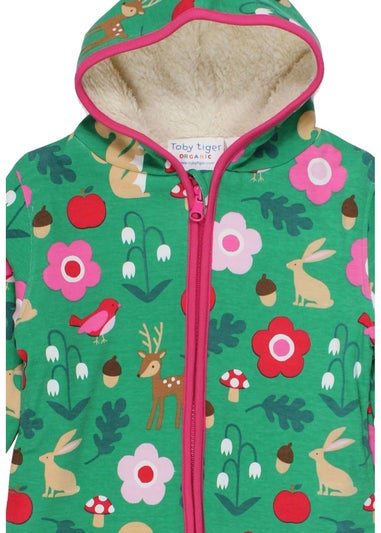 Toby Tiger Organic Green Forest Adventure Fleece Applique Hoodie (6 months - 6 years)