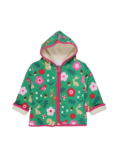 Toby Tiger Organic Green Forest Adventure Fleece Applique Hoodie (6 months - 6 years)