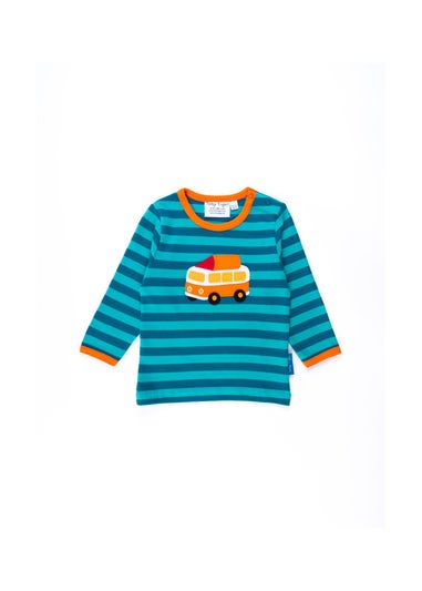 Toby Tiger Organic Blue Campervan Applique Long-Sleeved T-Shirt (3 months - 8 years)