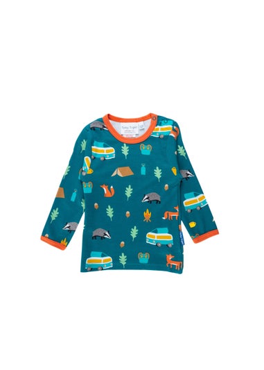 Toby Tiger Organic Green Campervan Print Long-Sleeved T-Shirt (3 months - 8 years)