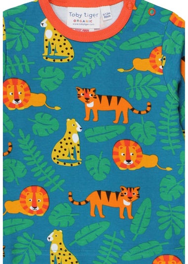 Toby Tiger Organic Green Wild Cats Print T-Shirt (3 months - 6 years)