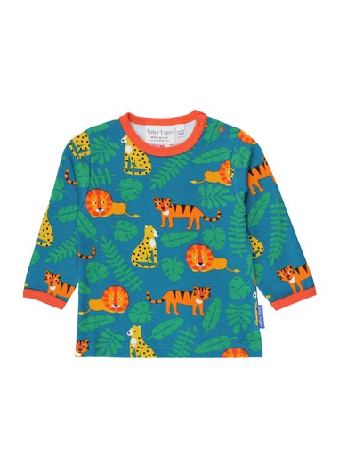 Toby Tiger Organic Green Wild Cats Print T-Shirt (3 months - 6 years)