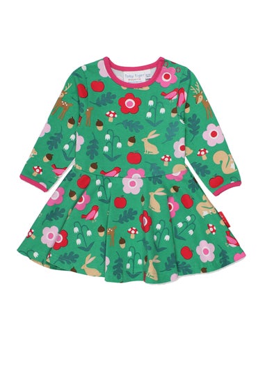 Toby Tiger Organic Green Forest Adventure Print Skater Dress (6 months - 6 years)