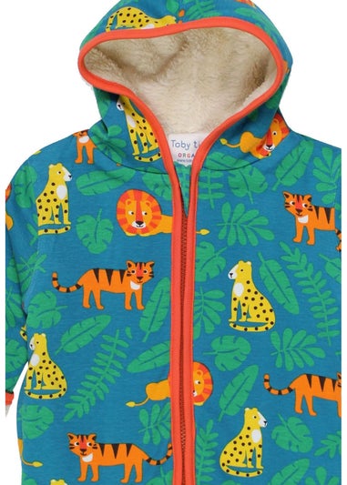 Toby Tiger Organic Green Wild Cats Fleece Hoodie (6 months - 6 years)