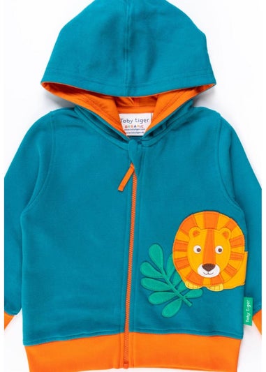 Toby Tiger Organic Green Lion Applique Hoodie (6 months - 6 years)