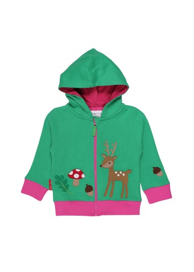 Toby Tiger Organic Green Fawn Applique Hoodie (6 months - 6 years)