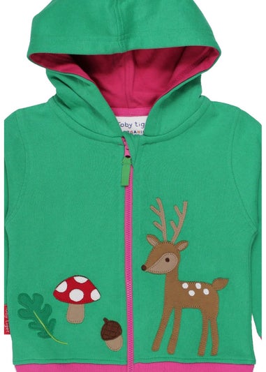 Toby Tiger Organic Green Fawn Applique Hoodie (6 months - 6 years)