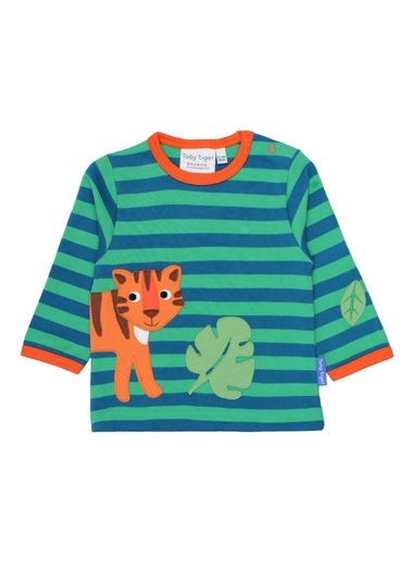 Toby Tiger Organic Green Born Free Tiger Applique T-Shirt (3 months - 6 years)