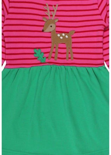 Toby Tiger Organic Pink Fawn Applique Twirl Dress (6 months - 6 years)