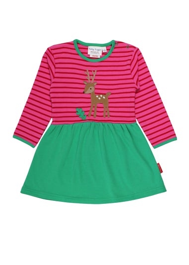 Toby Tiger Organic Pink Fawn Applique Twirl Dress (6 months - 6 years)