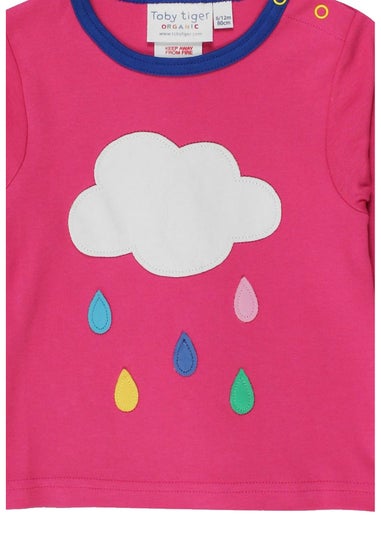 Toby Tiger Organic Pink Cloud Applique T-Shirt (3 months - 6 years)