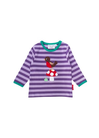 Toby Tiger Organic Purple Robin Applique Long-Sleeved T-Shirt (3 months - 8 years)