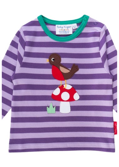 Toby Tiger Organic Purple Robin Applique Long-Sleeved T-Shirt (3 months - 8 years)