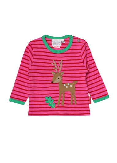 Toby Tiger Organic Pink Fawn Applique T-Shirt (3 months - 6 years)