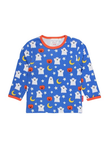 Toby Tiger Organic Blue Halloween Print T-Shirt (3 months - 6 years)