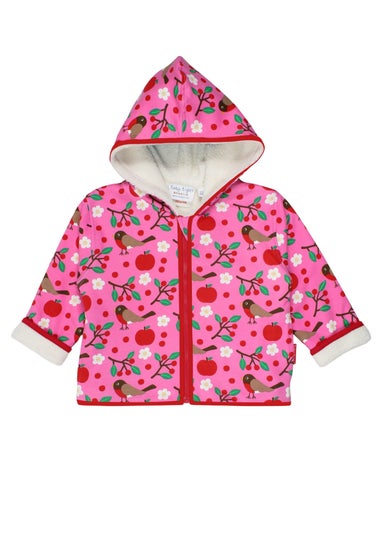 Toby Tiger Organic Pink Robin Print Fleece Hoodie (6 months - 6 years)