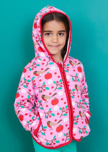 Toby Tiger Organic Pink Robin Print Fleece Hoodie (6 months - 6 years)