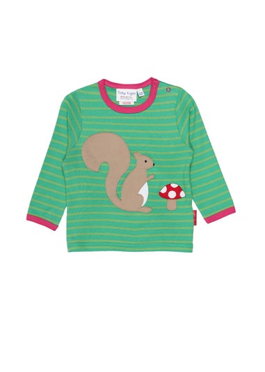 Toby Tiger Organic Green Squirrel Applique T-Shirt (3 months - 6 years)