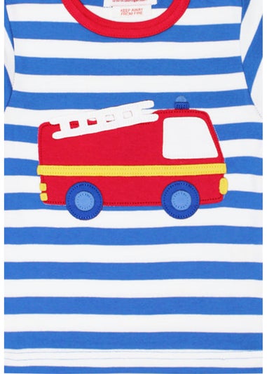 Toby Tiger Organic Blue Fire Engine Applique T-Shirt (6 months - 6 years)