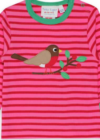 Toby Tiger Organic Pink Robin Applique T-Shirt (3 months - 6 years)