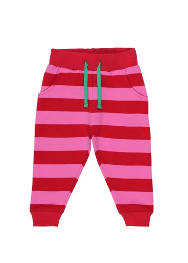 Toby Tiger Organic Pink Red Pink Striped Joggers (3 months - 6 years)