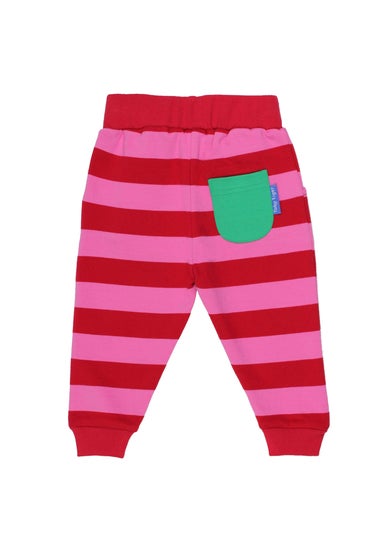 Toby Tiger Organic Pink Red Pink Striped Joggers (3 months - 6 years)