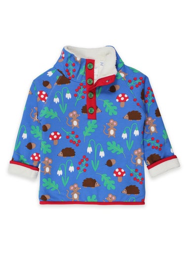 Toby Tiger Organic Blue Woodland Print Cosy Fleece Sweatshirt (6 months - 6 years)