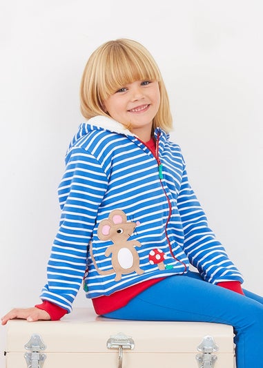 Toby Tiger Organic Blue Mouse & Mushroom Applique Hoodie (6 months - 6 years)