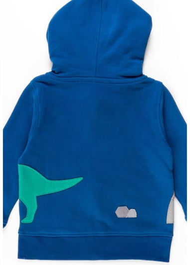 Toby Tiger Organic Blue Dinosaur Applique Hoodie (6 months - 6 years)