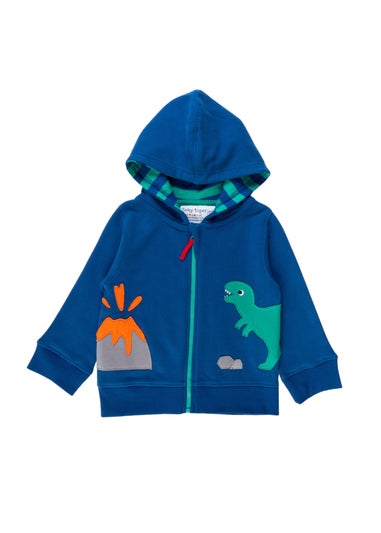 Toby Tiger Organic Blue Dinosaur Applique Hoodie (6 months - 6 years)