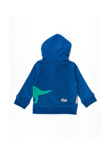 Toby Tiger Organic Blue Dinosaur Applique Hoodie (6 months - 6 years)