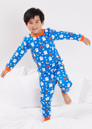 Toby Tiger Organic Blue Halloween Print Pyjamas (12 months - 6 years)
