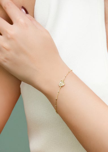 Golden Moments 9ct Yellow Gold Rainbow Heart Adjustable Trace & Ball Bracelet