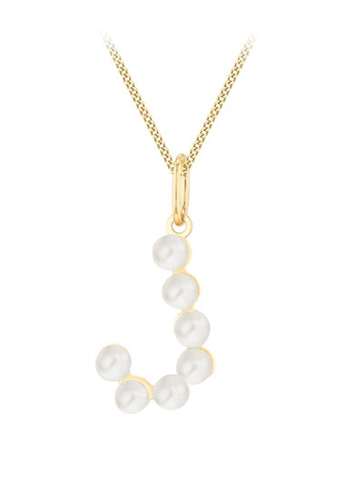 Golden Moments 9ct Yellow Gold Fresh Water Pearls Initial J Necklace