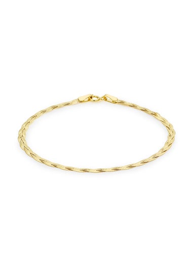 Golden Moments 9ct Yellow Gold 3Plait Fine Herringbone Bracelet