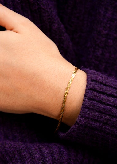 Golden Moments 9ct Yellow Gold 3Plait Fine Herringbone Bracelet