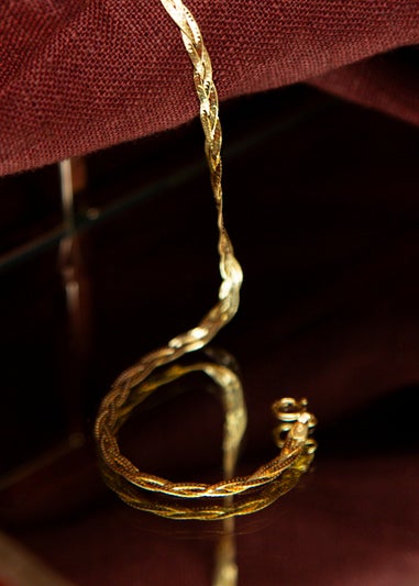 Golden Moments 9ct Yellow Gold 3Plait Fine Herringbone Bracelet