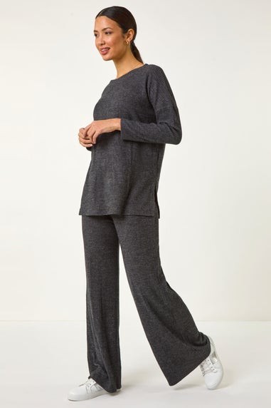 Roman Charcoal Soft Touch Wide Leg Trousers