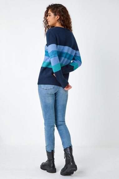 Roman Blue  Shimmer Stripe Stretch Jumper
