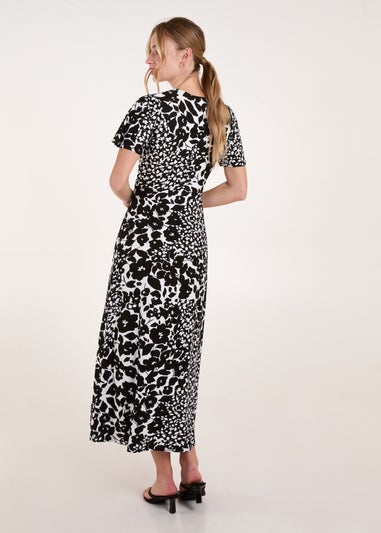 Blue Vanilla Black/White Twist Front Printed Maxi Dress