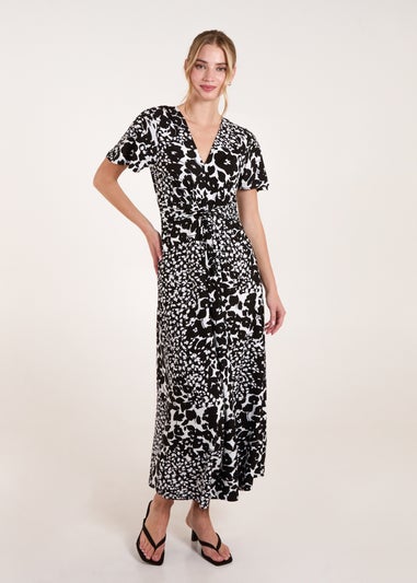 Blue Vanilla Black/White Twist Front Printed Maxi Dress