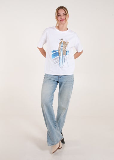 Blue Vanilla White Sequin Cruise T-Shirt