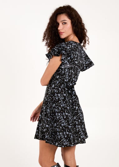 Blue Vanilla Black Frill Sleeve Mini Dress