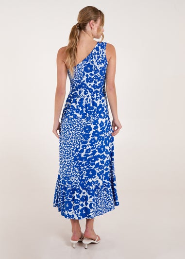 Blue Vanilla Blue Shirred Waist One Shoulder Maxi Dress