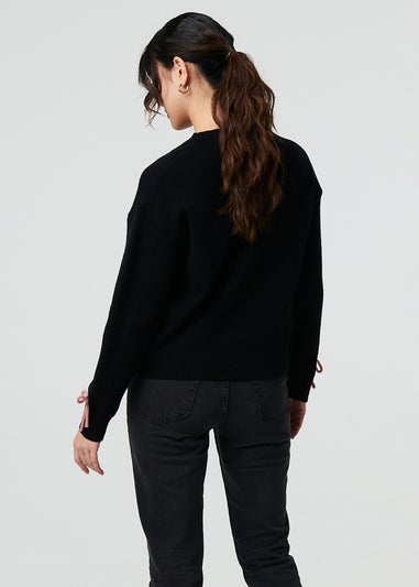 Izabel London Black Bow Embellished Drop Shoulder Jumper