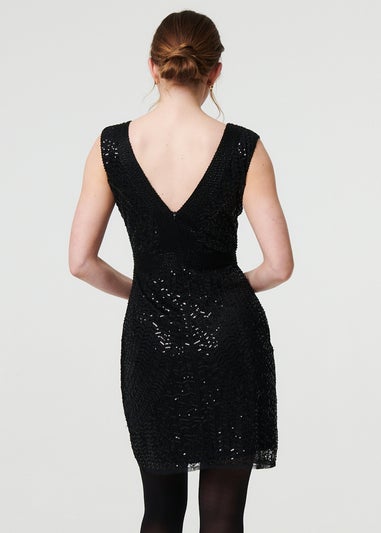 Izabel London Black Sequin Embellished Sleeveless Mini Dress