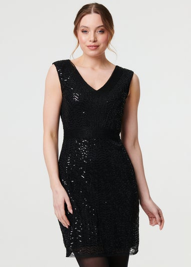 Izabel London Black Sequin Embellished Sleeveless Mini Dress